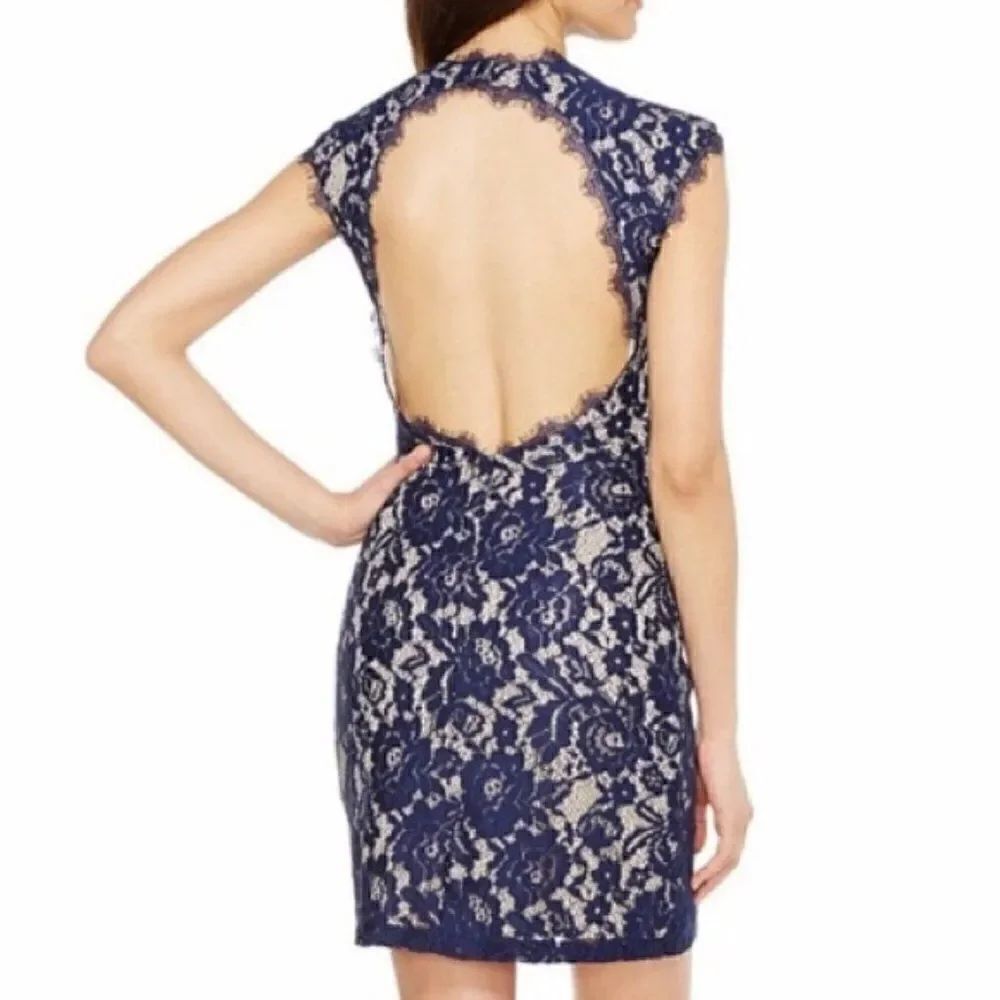 Blue Lace Sheath Dress 
